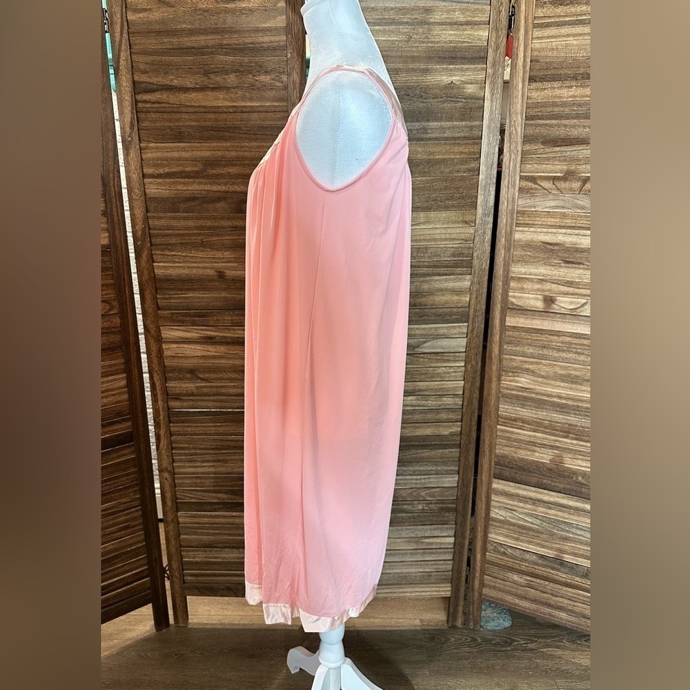 Sears & Roebuck Vintage 60s Nightgown Pink Satin Trim - Picture 3 of 9